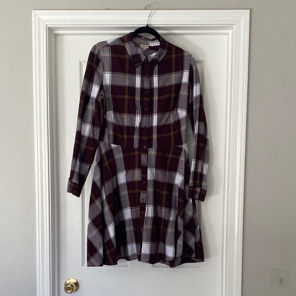 Plaid Button-Up Dress